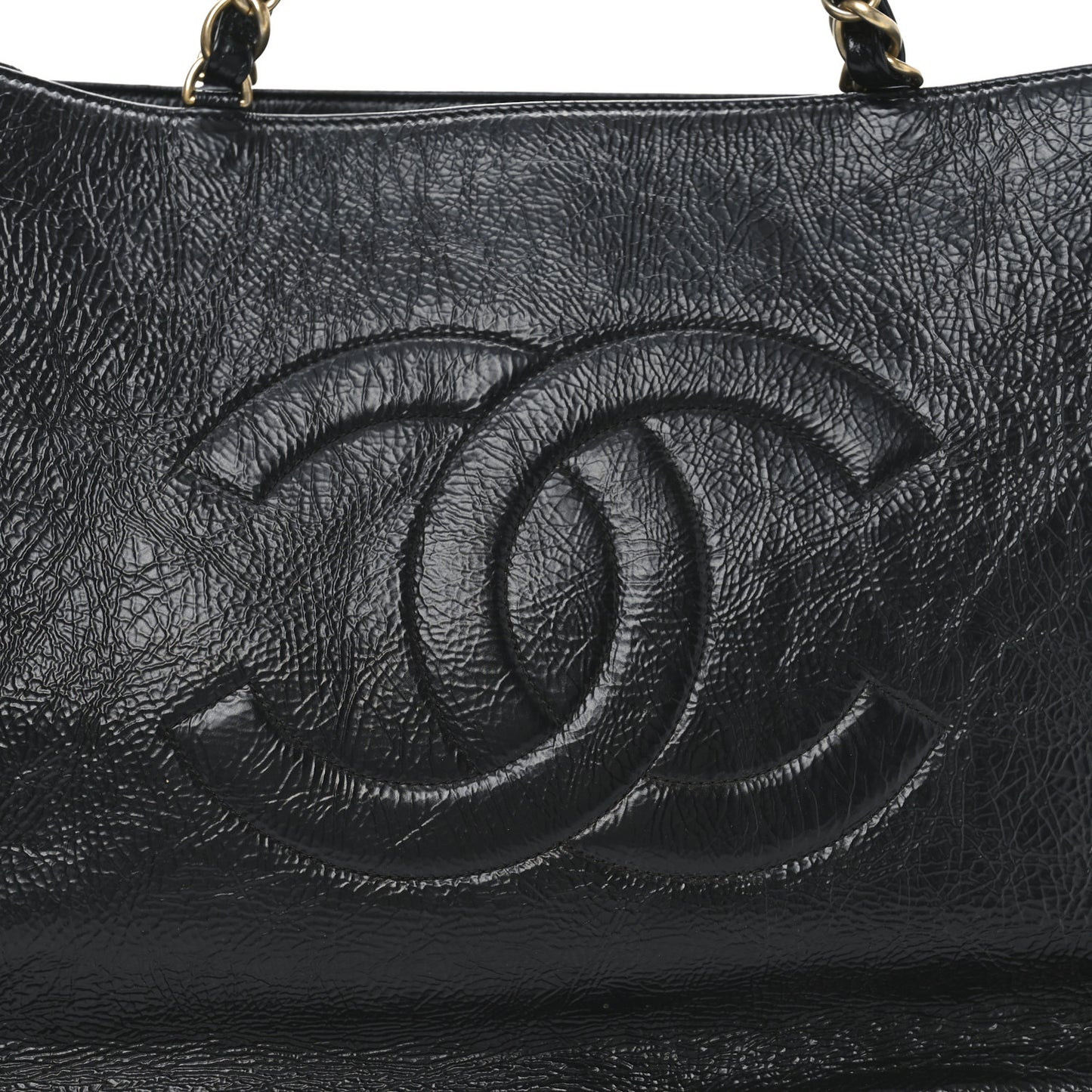 Glazed Aged Calfskin CC Tote Black