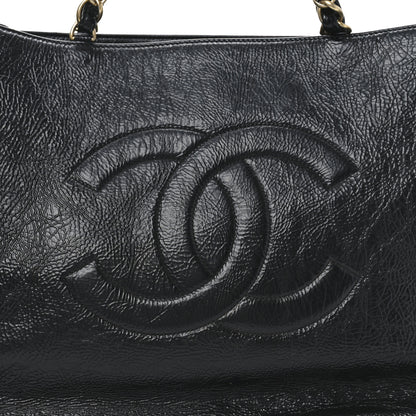 Chanel Glazed Aged Calfskin CC Tote Black 8 of 10