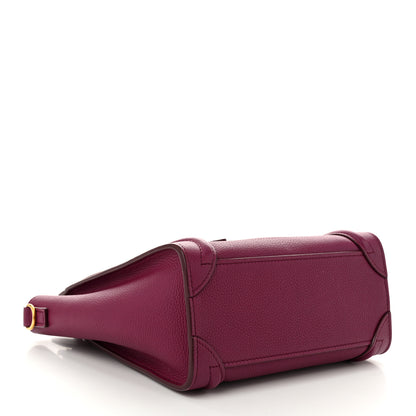 Celine Drummed Calfskin Nano Luggage Plum 3 of 12