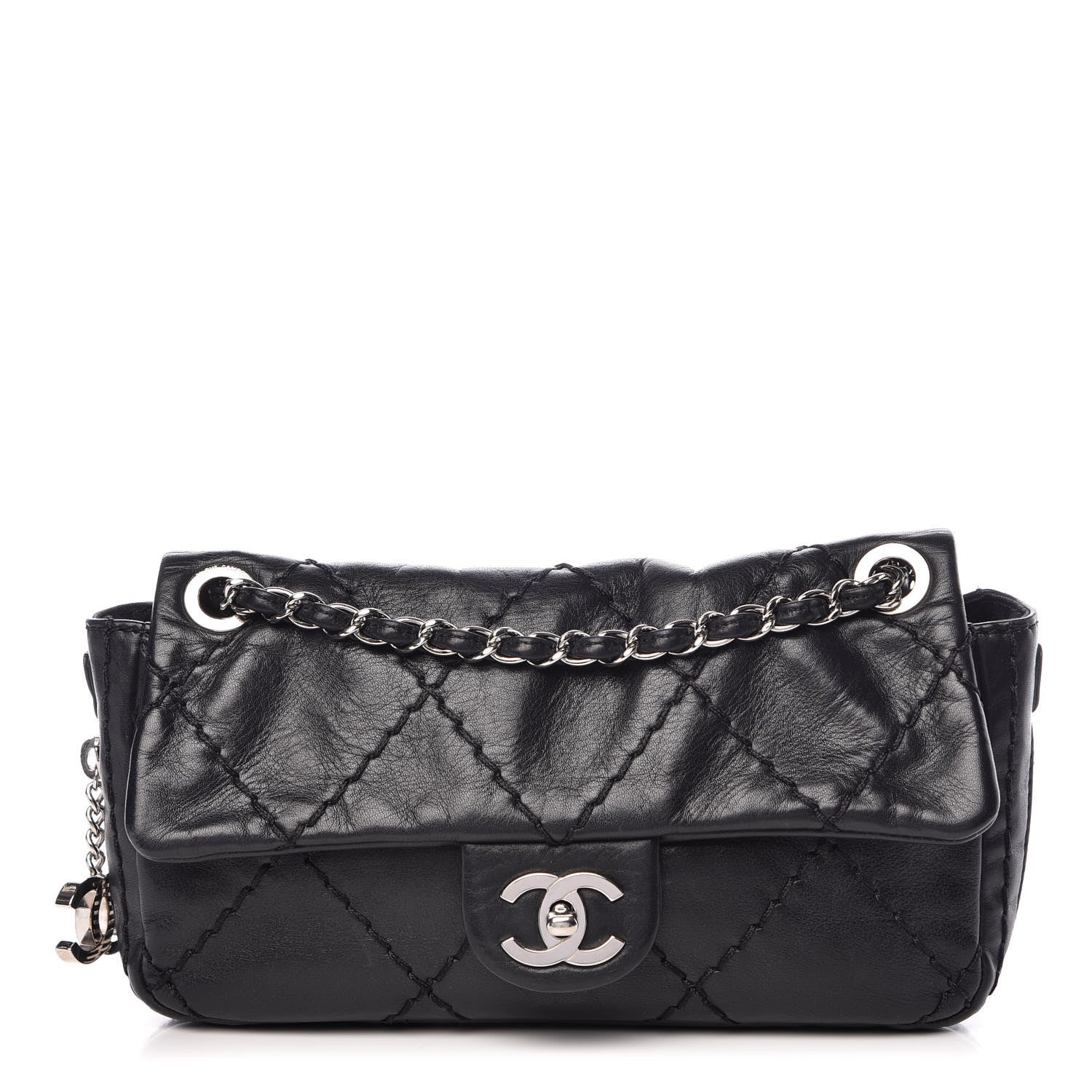 Chanel Calfskin Stitched Expandable Flap Black 1 of 12