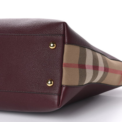 Burberry Derby Calfskin House Check Medium Welburn Tote Mahogany Red 7 of 10