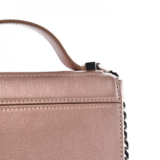 Metallic Calfskin Mini Pandora Box Chain Crossbody Bag Light Pink