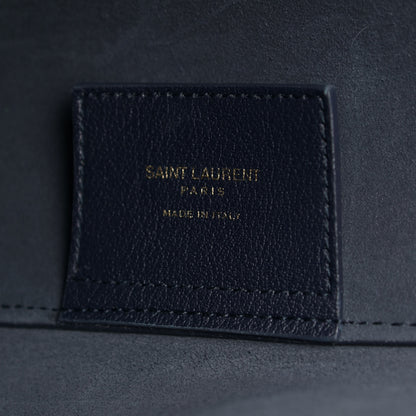 Saint Laurent Calfskin Large Shopping Tote Deep Marine 7 of 11