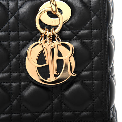 Christian Dior Lambskin Cannage Medium Lady Dior Black 10 of 11