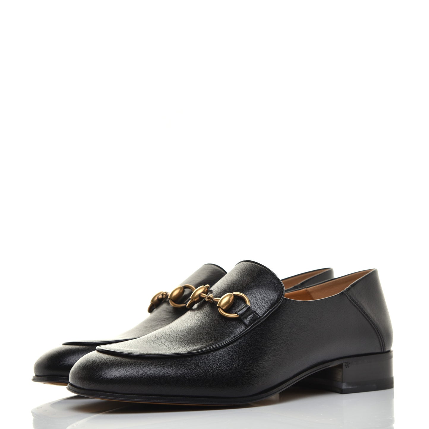 Goatskin Womens Horsebit Mid-Heel Loafers 38.5 Black