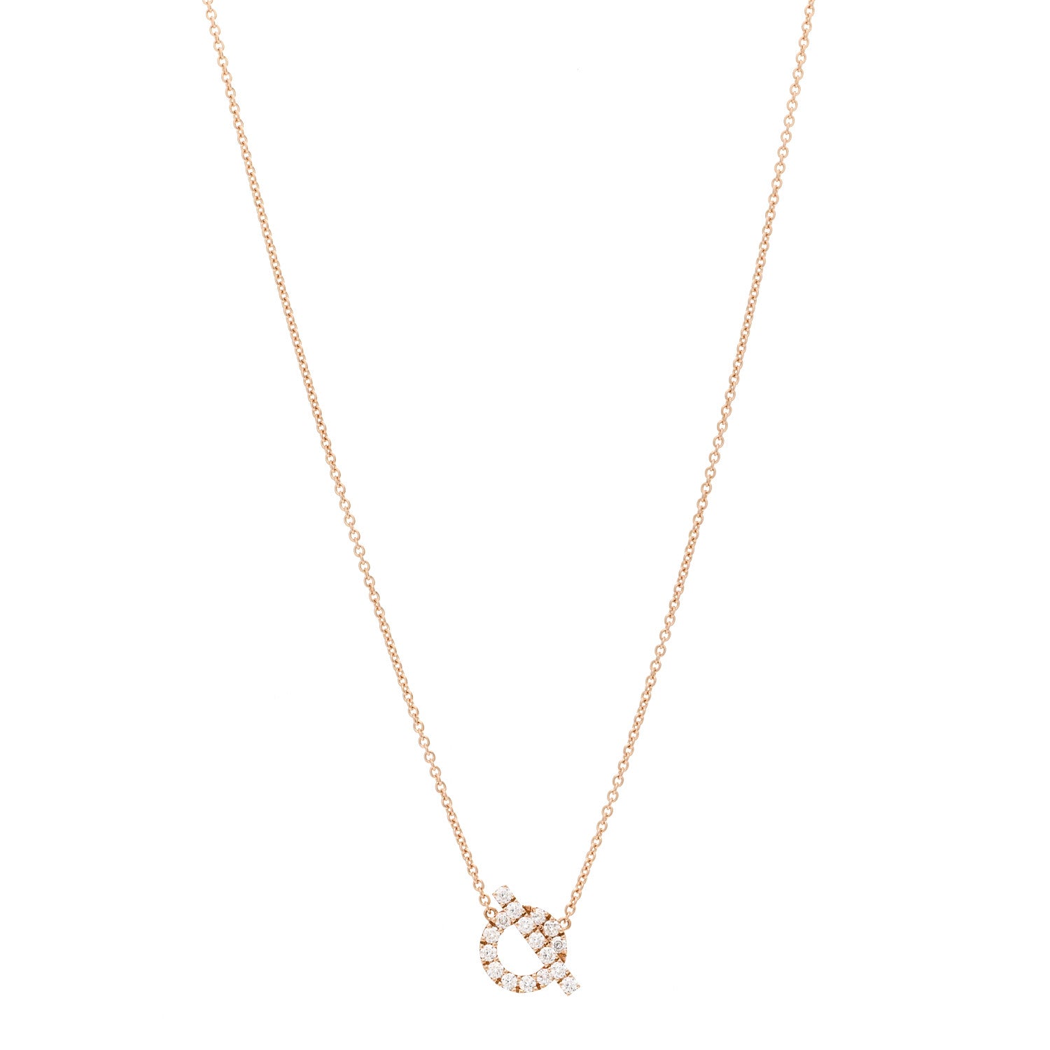 Hermes 18K Rose Gold Diamond Finesse Pendant Necklace 1 of 5