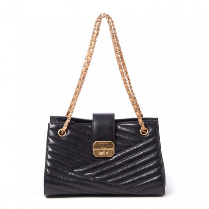 Chanel Calfskin Chevron Quilted Gabrielle Tote Black 1 of 9