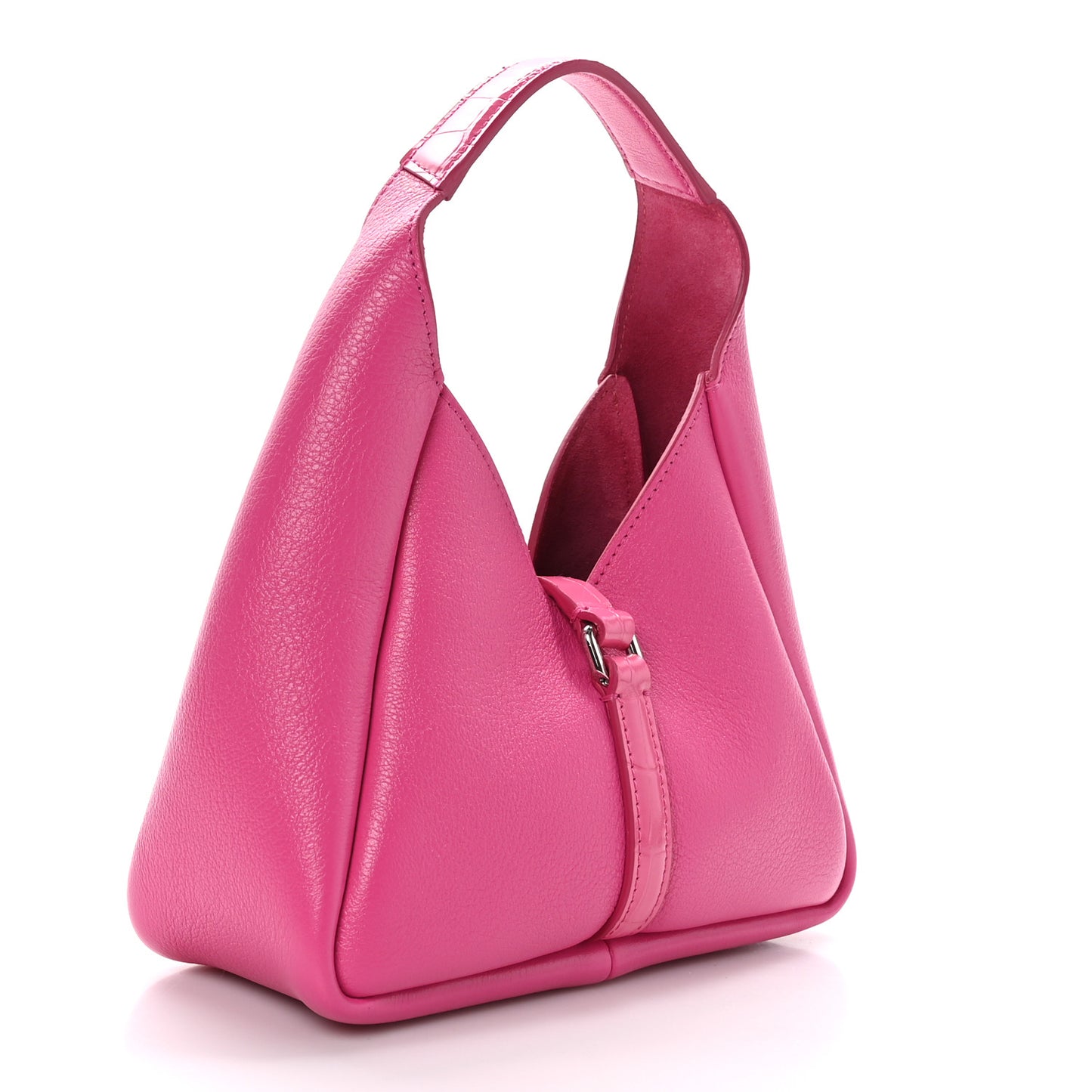 Grained Calfskin Mini G-Lock Hobo Neon Pink