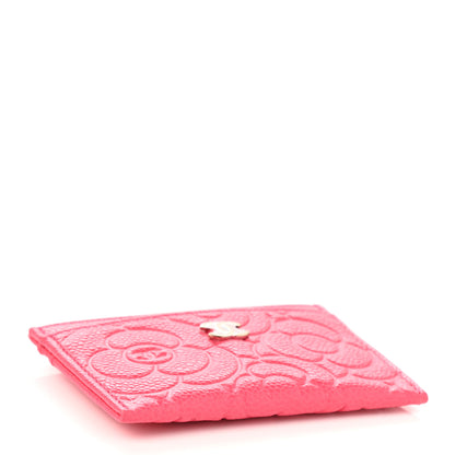 Chanel Caviar Camellia Embossed Card Holder Pink 4 of 7