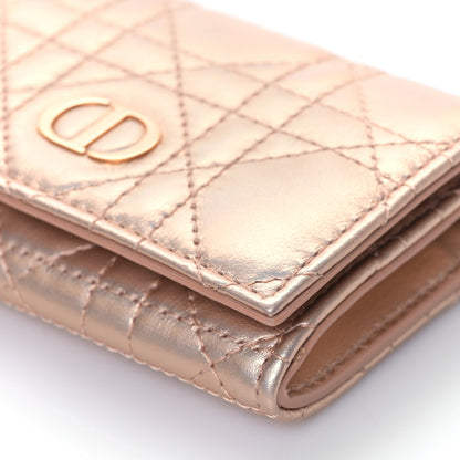 Christian Dior Metallic Lambskin Cannage Caro Glycine Wallet Pink 9 of 9
