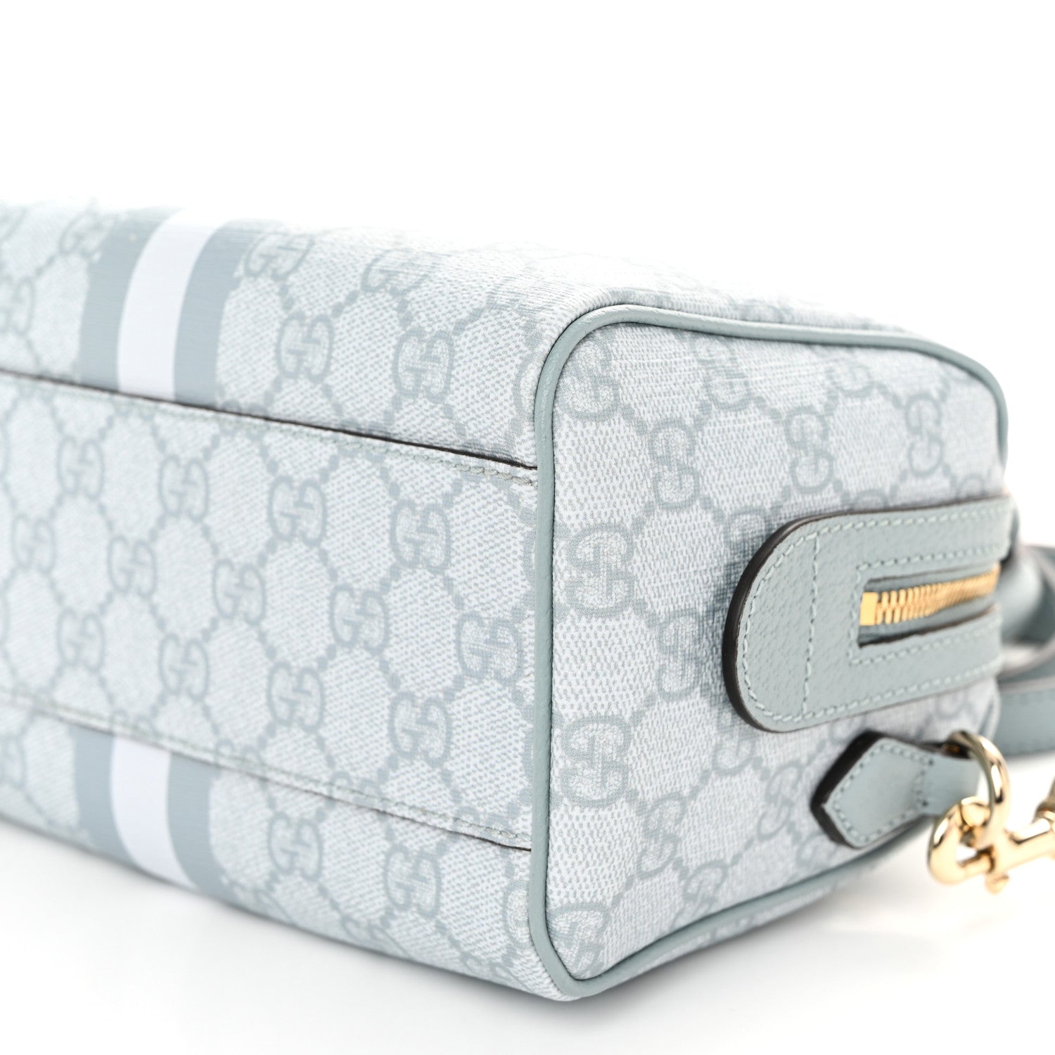 Gucci GG Supreme Monogram Textured Dollar Calfskin Web Mini Ophidia Top Handle Bag Dusty Blue 10 of 10