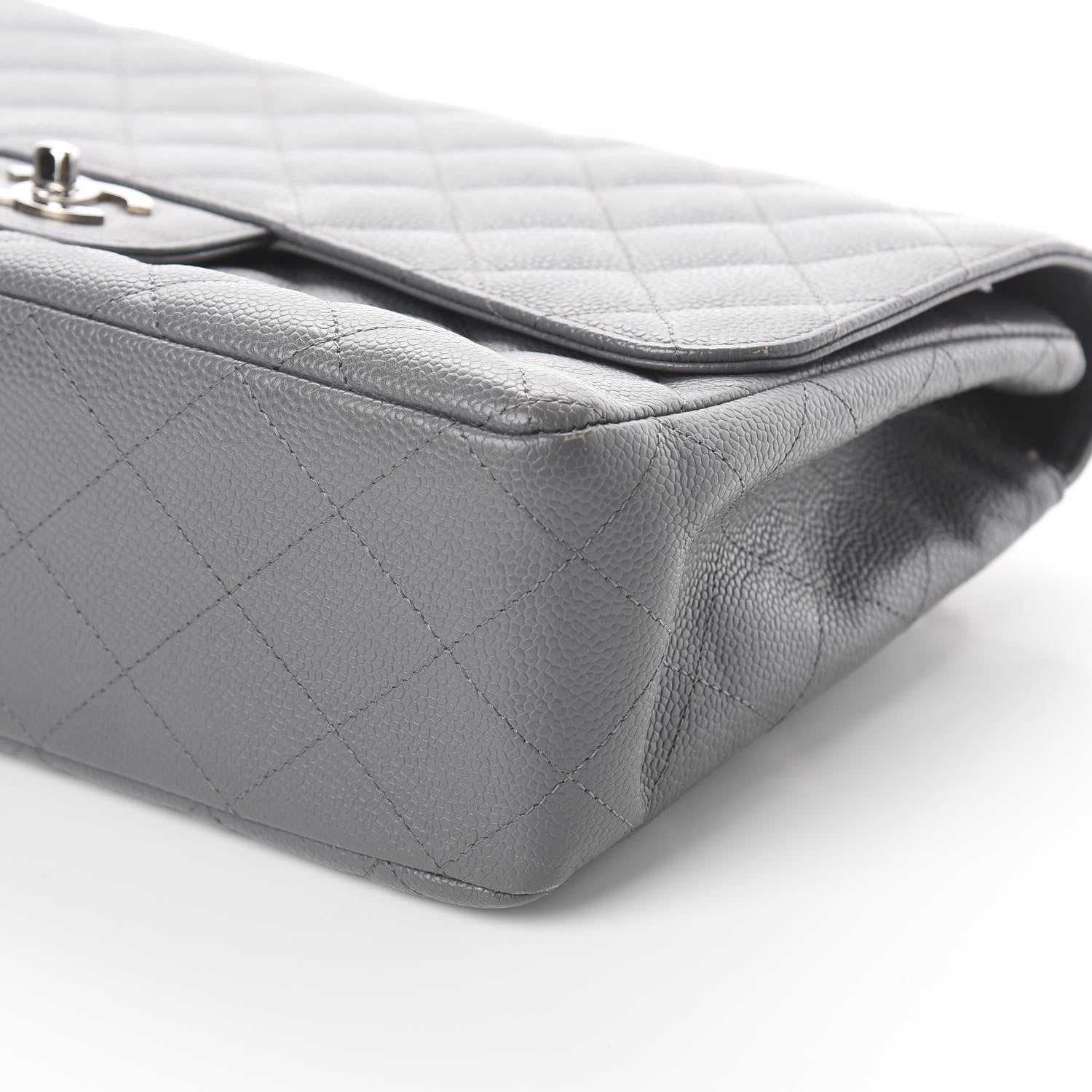 Chanel Caviar Quilted Jumbo Single Flap Grey 6 of 10