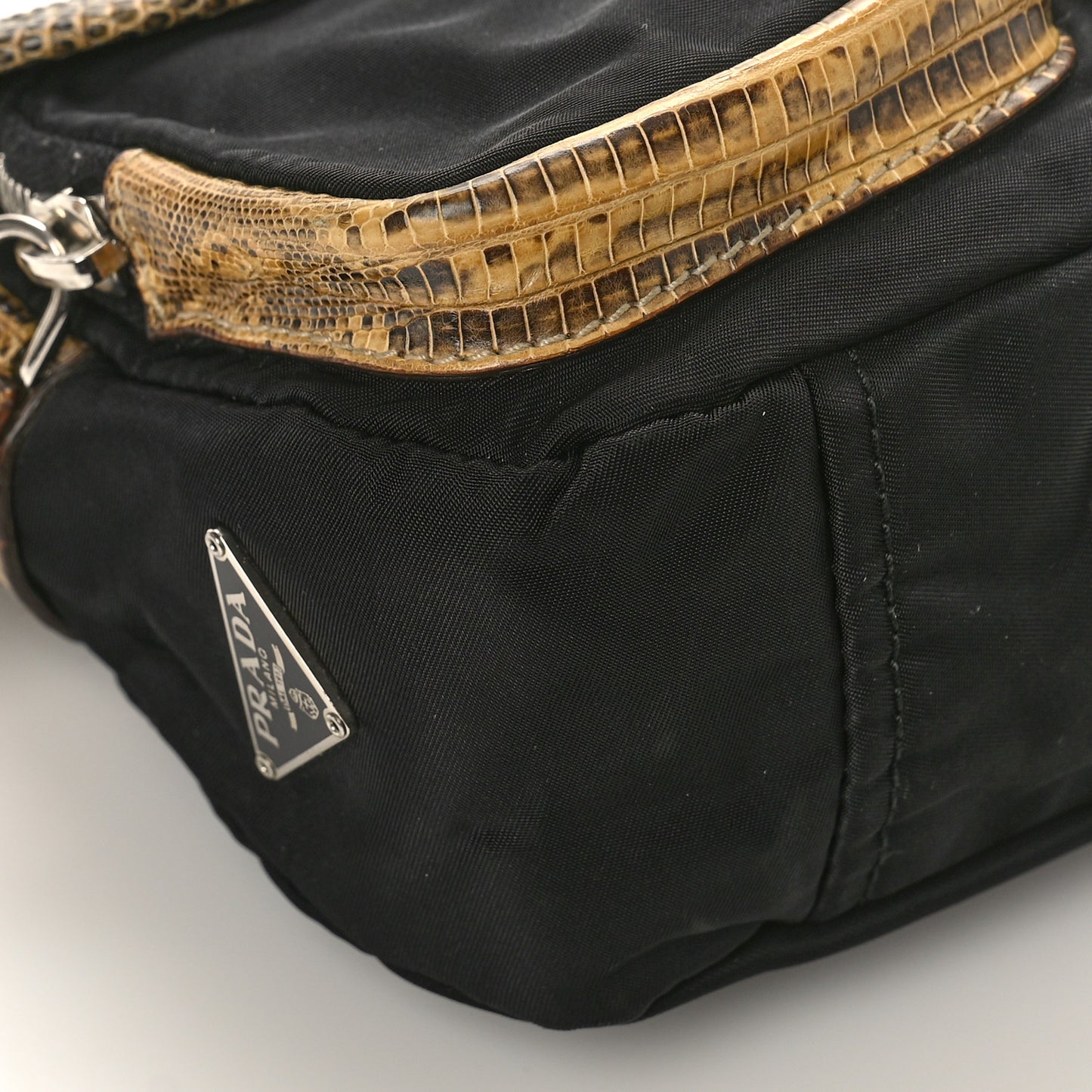 Tessuto Nylon Snakeskin Shoulder Bag Black