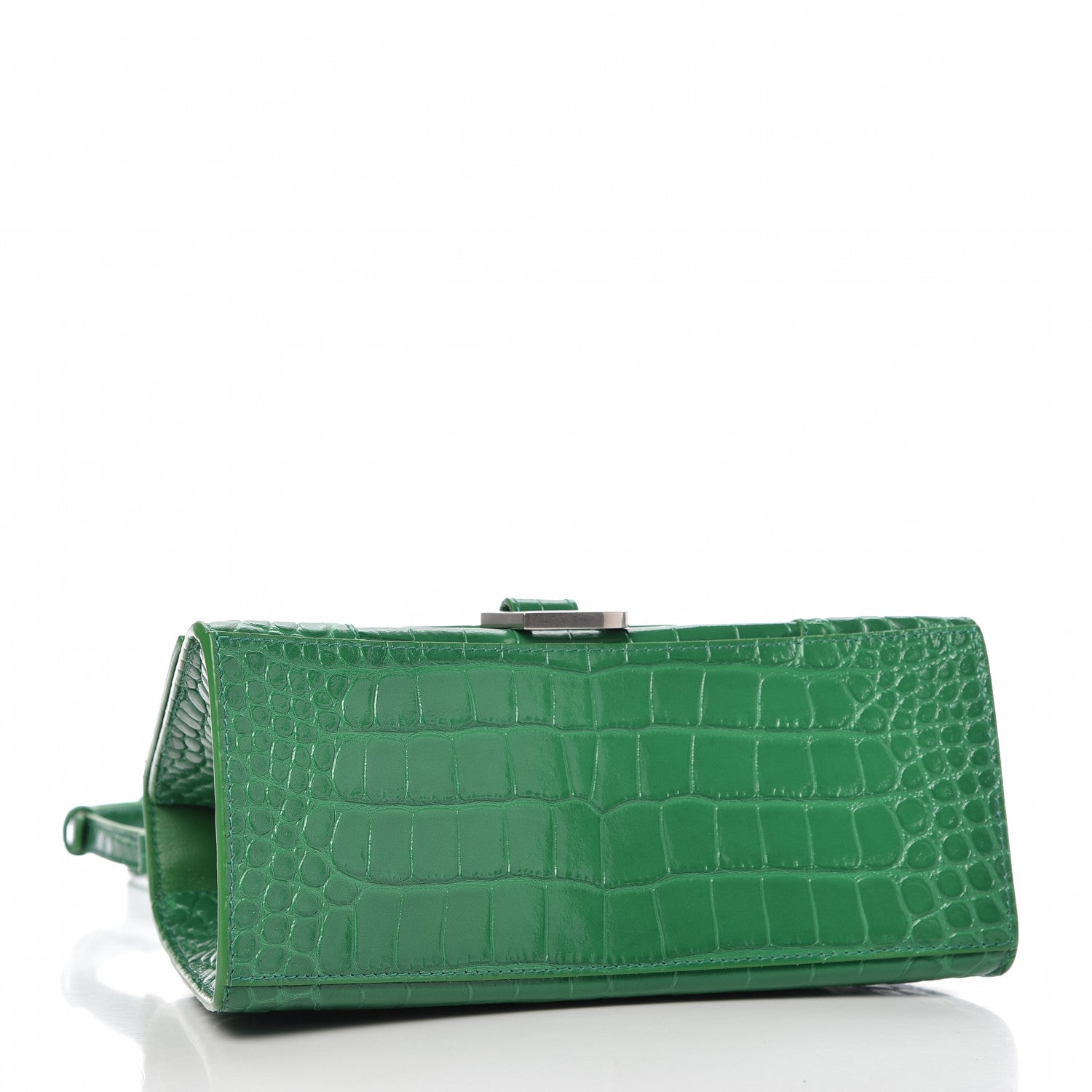 Balenciaga Shiny Calfskin Crocodile Embossed Small Hourglass Top Handle Bag Leaf Green 4 of 8