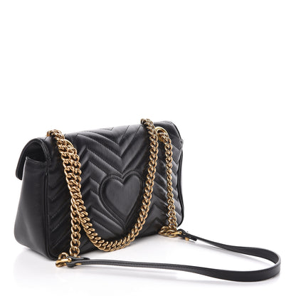 Gucci Calfskin Matelasse Small GG Marmont Shoulder Bag Black 3 of 10