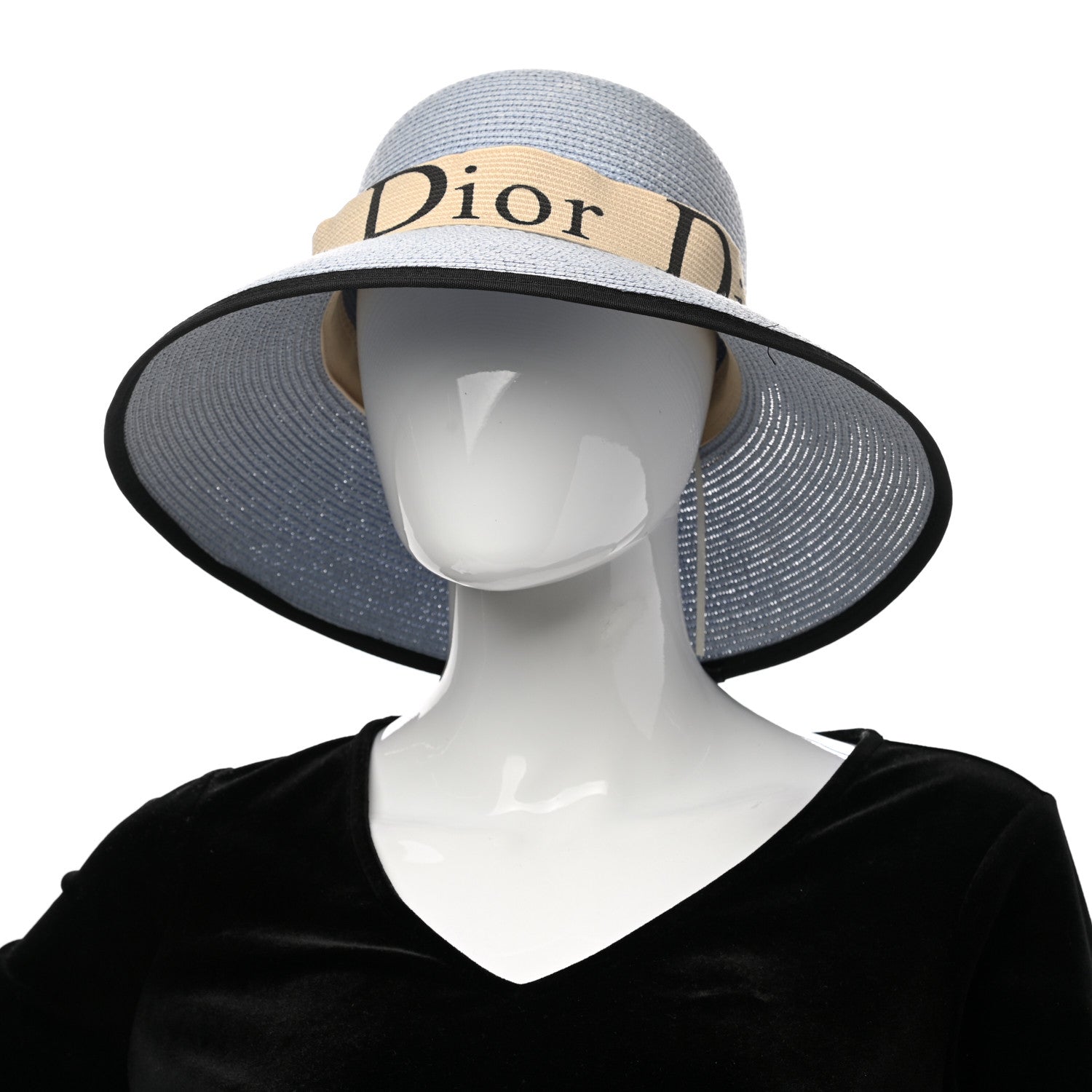 Christian Dior Straw Logo Hat Blue 3 of 11