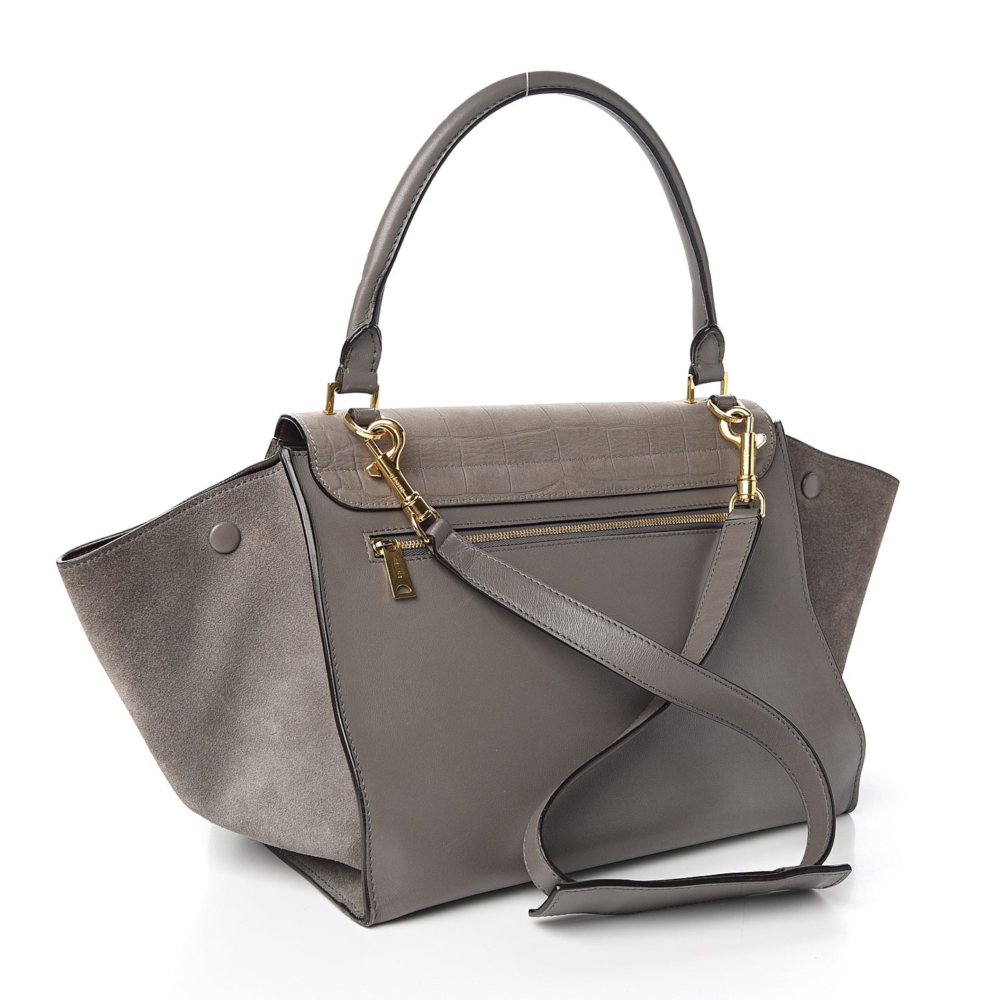 Crocodile Embossed Nubuck Medium Trapeze Grey