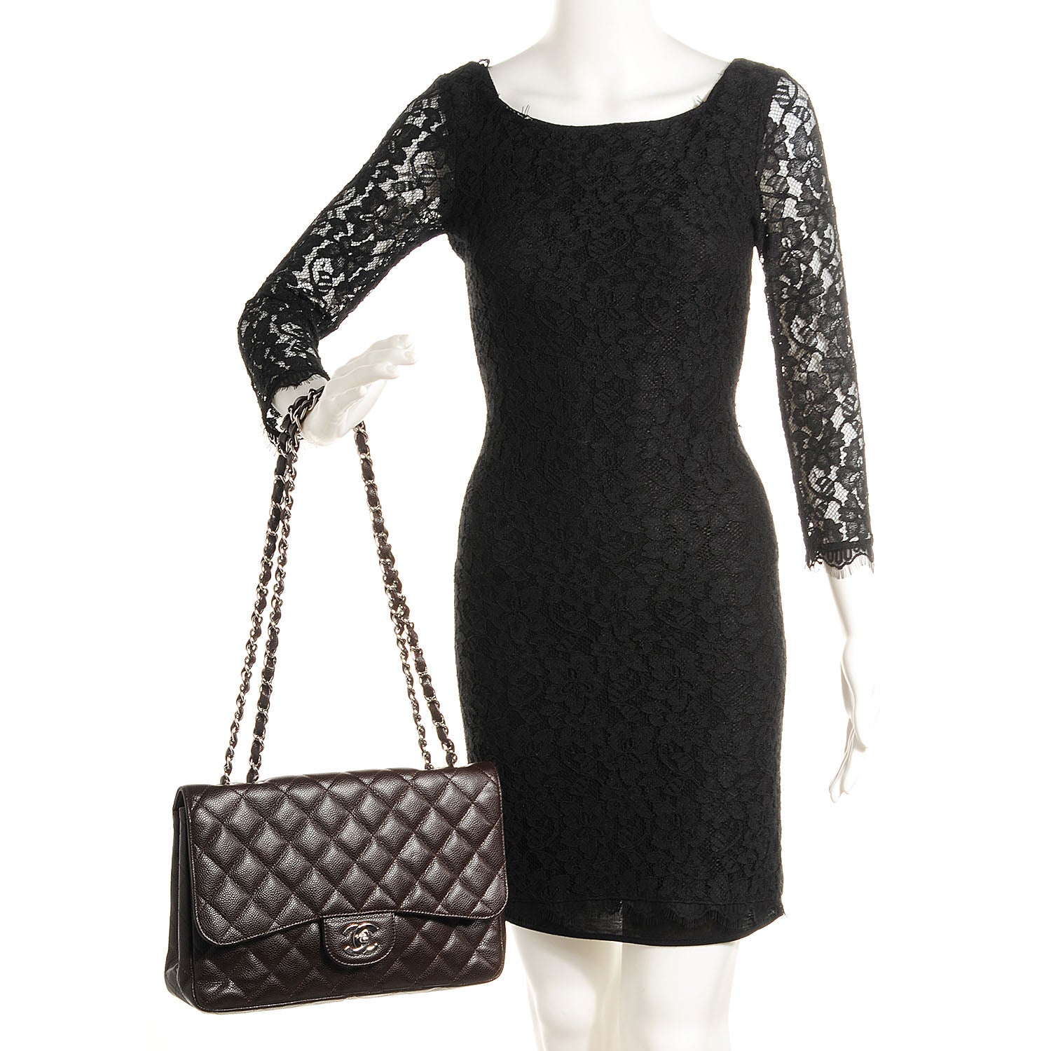 Chanel Caviar Quilted Jumbo Single Flap Dark Brown 2 of 10