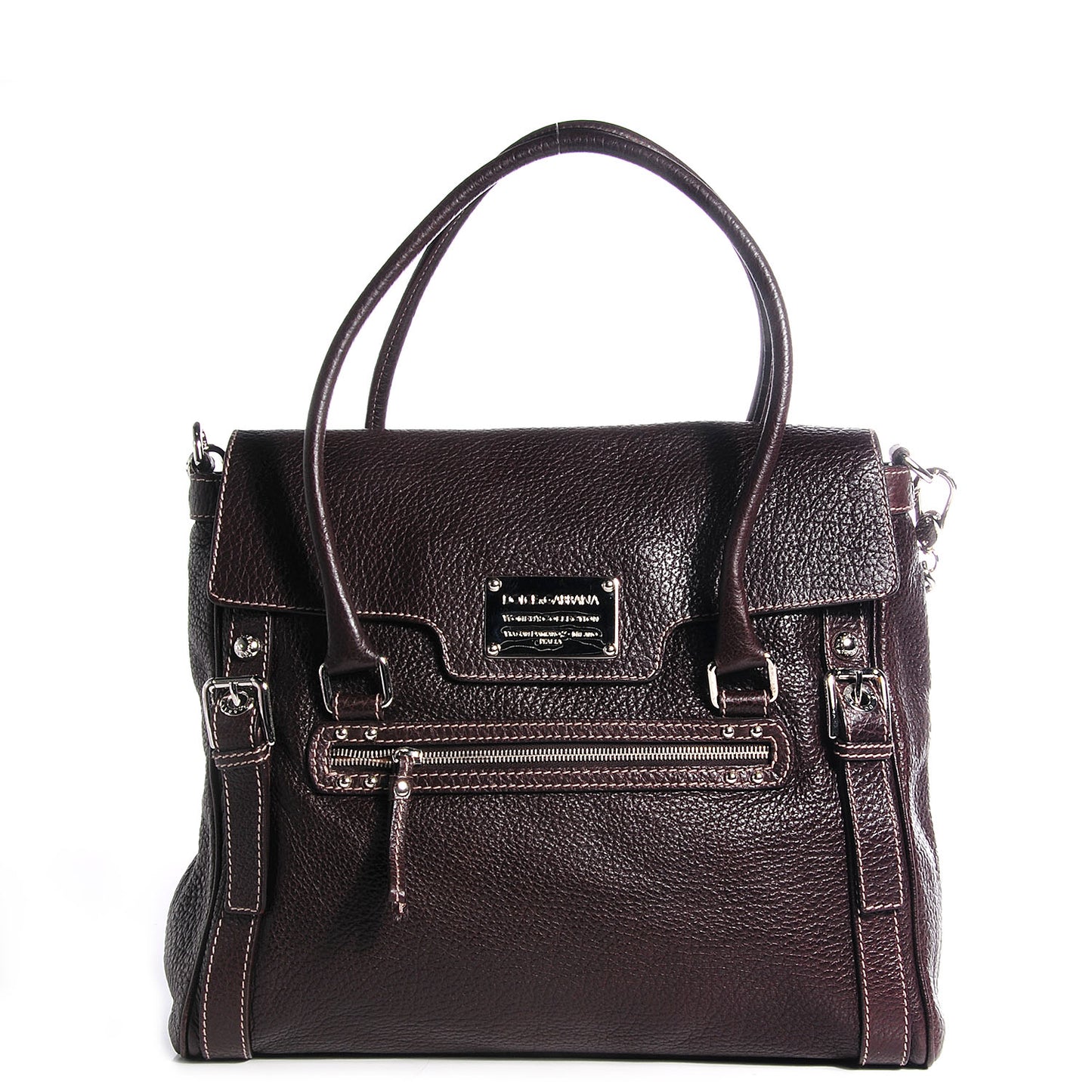 Grained Calfskin Large Easy Way Flap Tote Brown