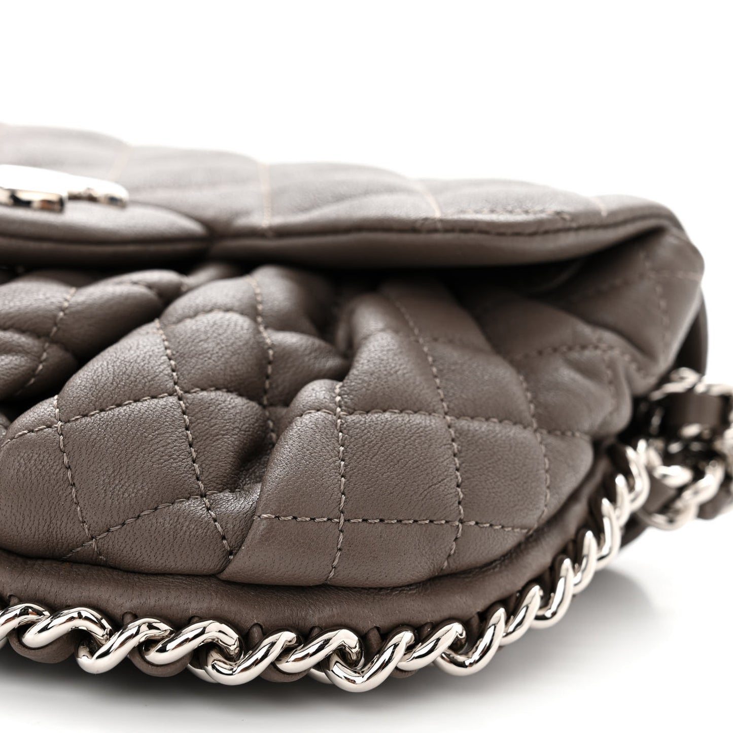 Washed Lambskin Quilted Mini Chain Around Flap Taupe