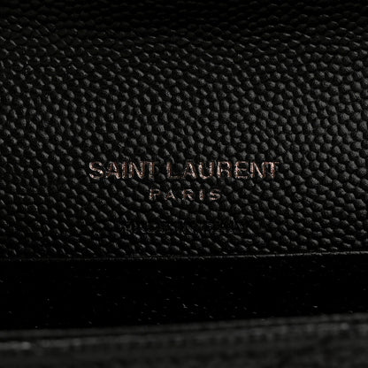 Saint Laurent Grain De Poudre Matelasse Chevron Small Monochrome Monogram Envelope Wallet Black 6 of 7