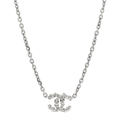 Chanel Crystal CC Pendant Necklace Silver 1 of 4