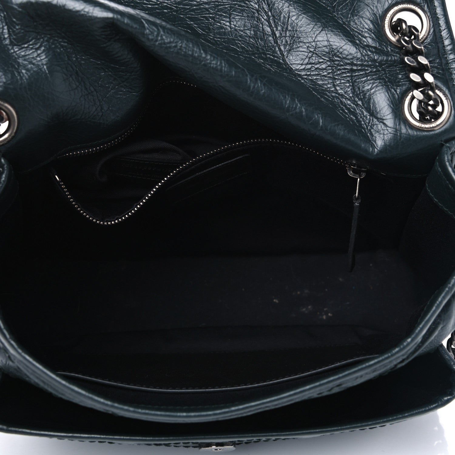 Saint Laurent Crinkled Calfskin Matelasse Monogram Medium Niki Chain Satchel Peacock Green 4 of 10