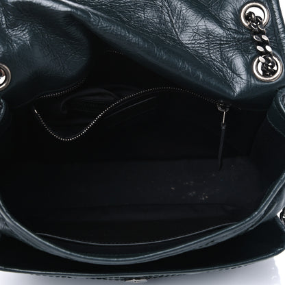 Saint Laurent Crinkled Calfskin Matelasse Monogram Medium Niki Chain Satchel Peacock Green 4 of 10