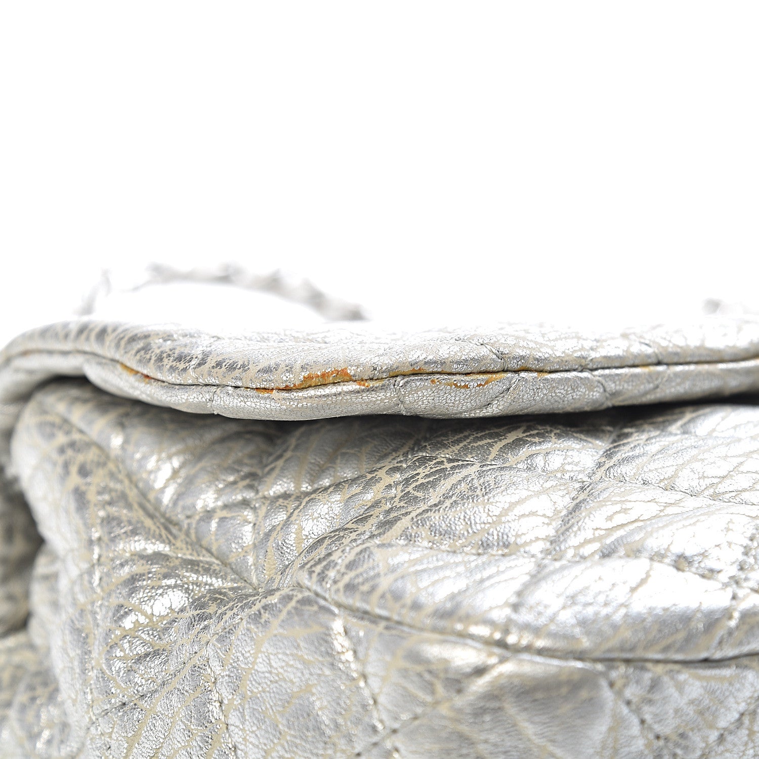 Chanel Calfskin Mirror CC Crackled Flap Silver 10 of 12