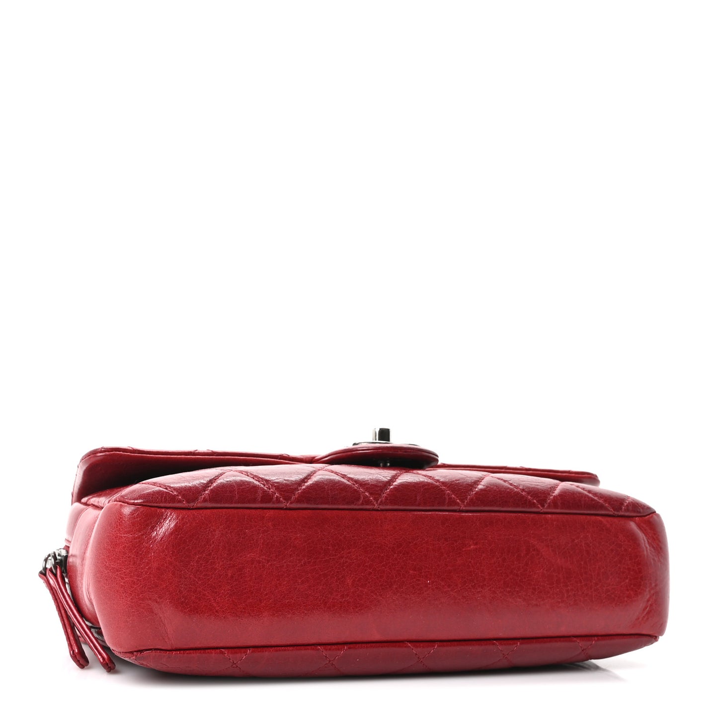Glazed Calfskin Quilted Medium Duo Color Flap Dark Red