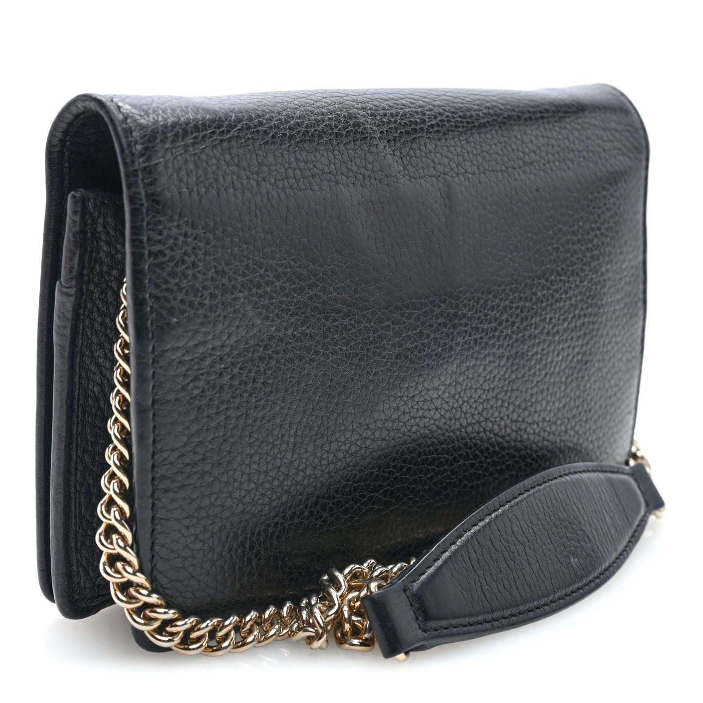 Pebbled Calfskin Soho Wallet On Chain Black