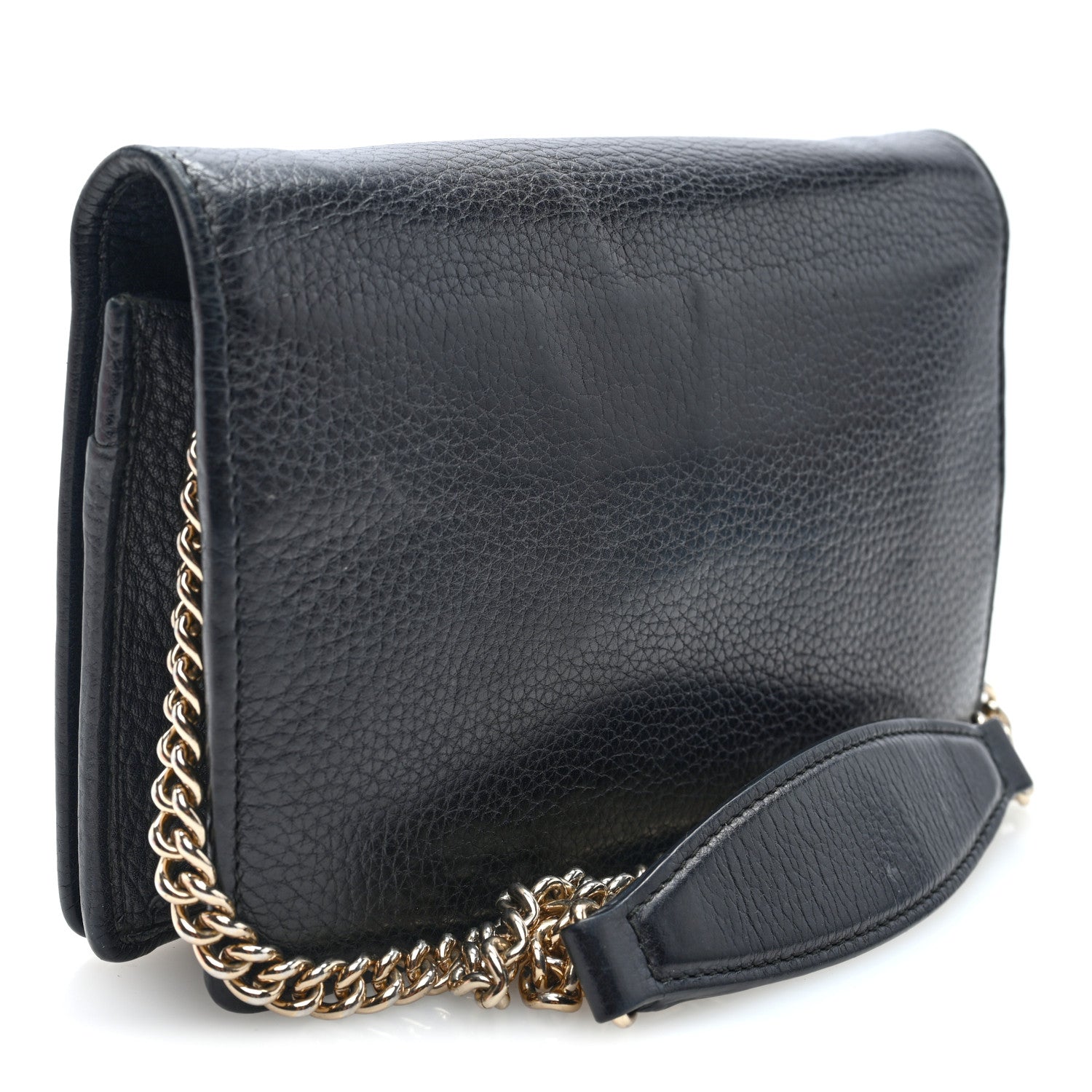 Gucci Pebbled Calfskin Soho Wallet On Chain Black 3 of 9