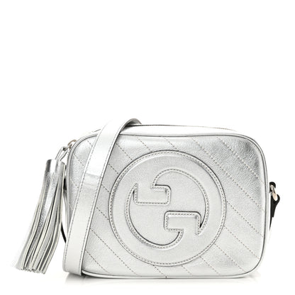 Gucci Metallic Sakai Be Green Calfskin Diagonal Stitched Small Blondie Shoulder Bag Silver 1 of 10