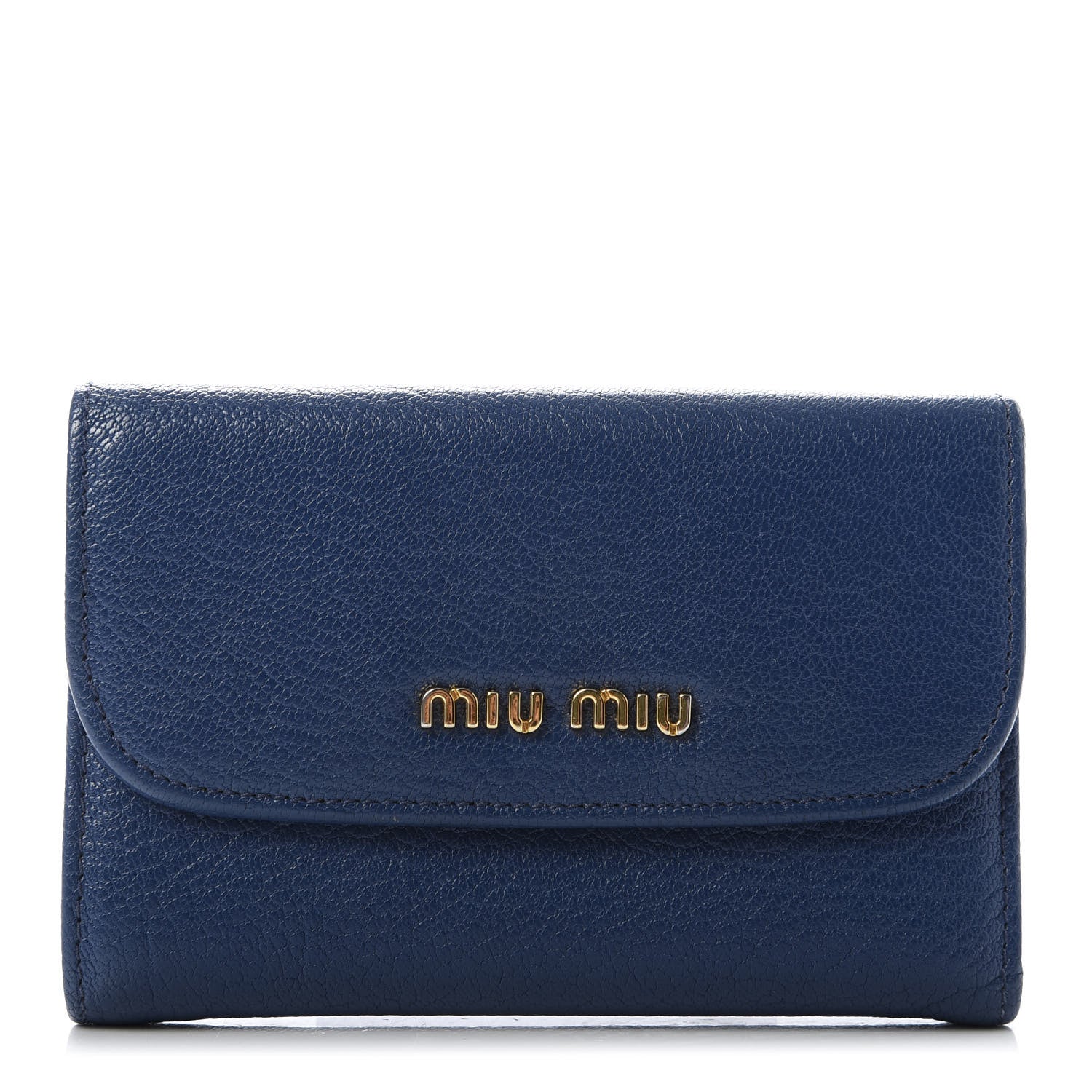 Miu Miu Goatskin Madras Flap Wallet Cobalto 1 of 6