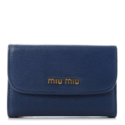 Miu Miu Goatskin Madras Flap Wallet Cobalto 1 of 6
