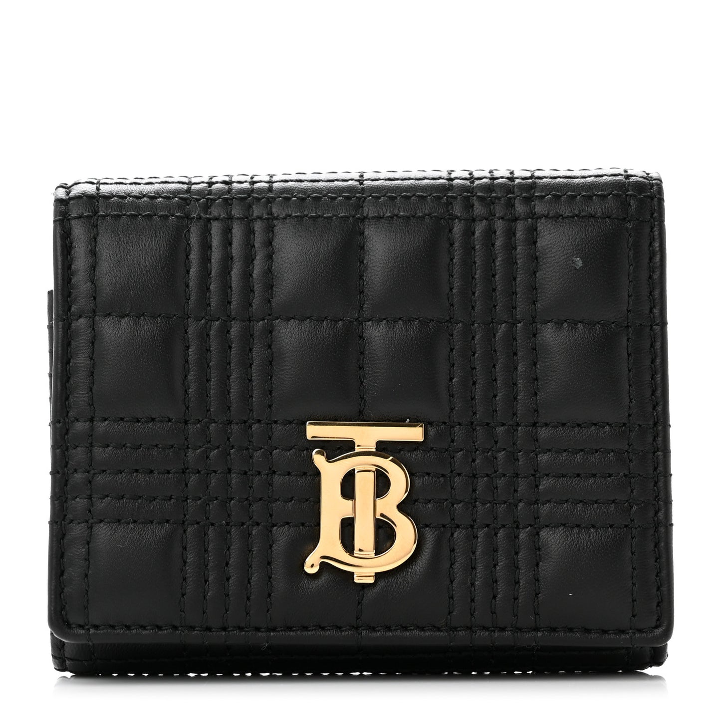 Lambskin Quilted Small Lola Folding Wallet Black
