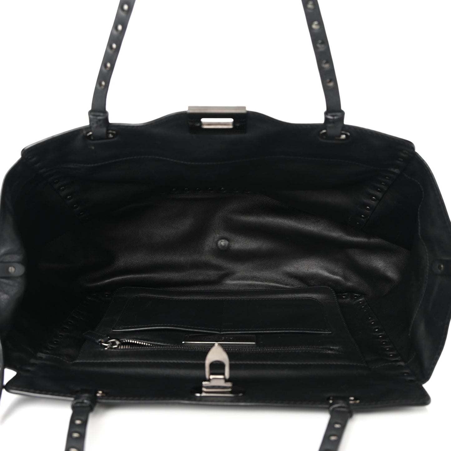 Vitello Medium Rockstud Tote Black