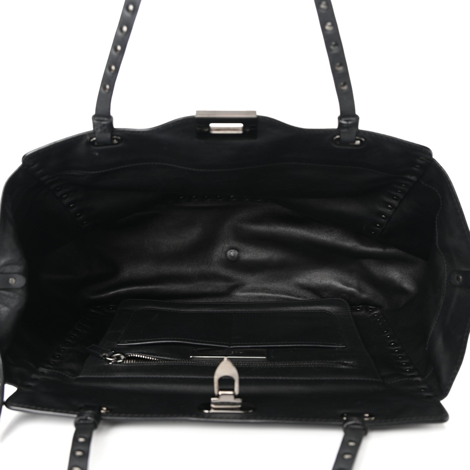 Valentino Garavani Vitello Medium Rockstud Tote Black 5 of 10