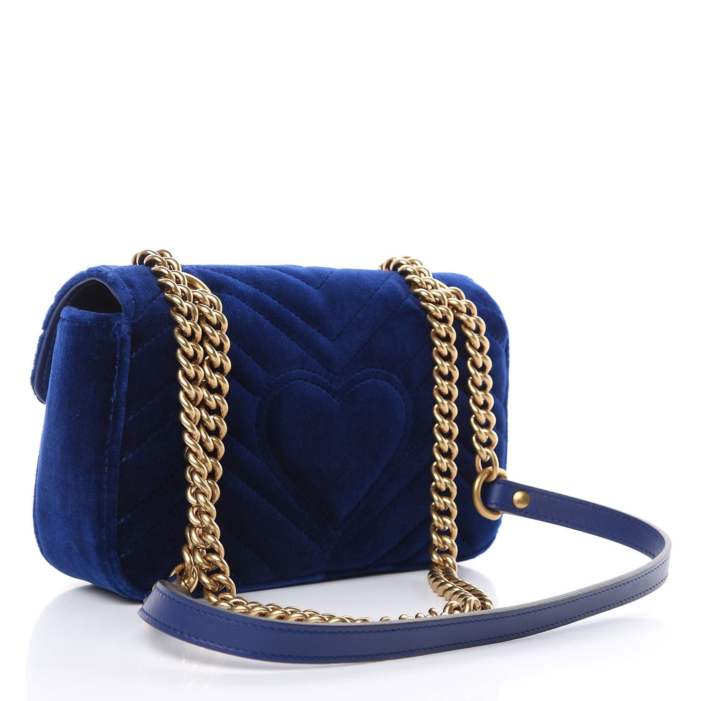Velvet Matelasse Mini GG Marmont Shoulder Bag Cobalt Blue