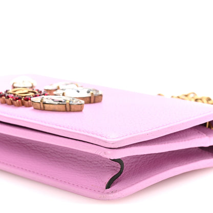 Gucci Calfskin Marquise Crystals Mini GG Chain Wallet Malva 10 of 11