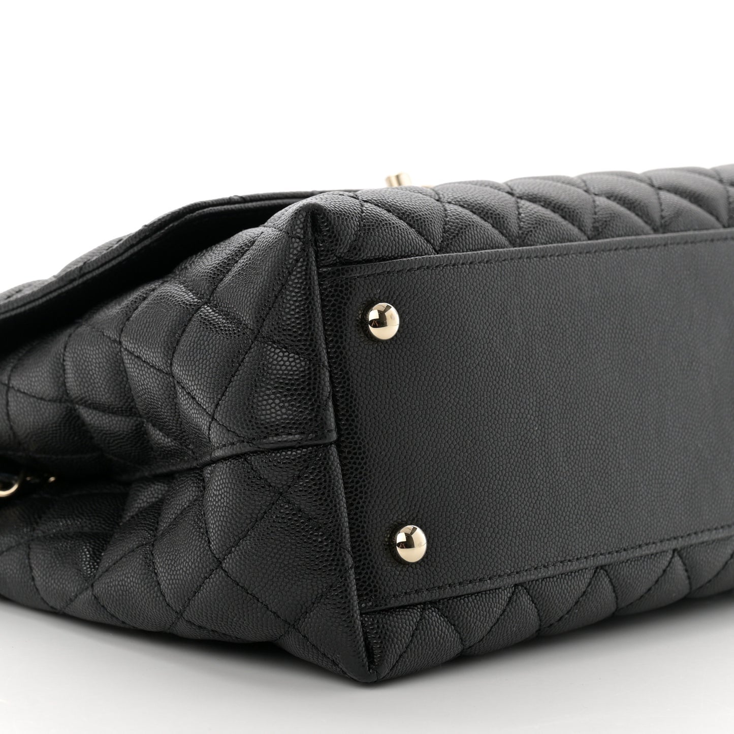 Caviar Quilted Small Coco Handle Flap Black