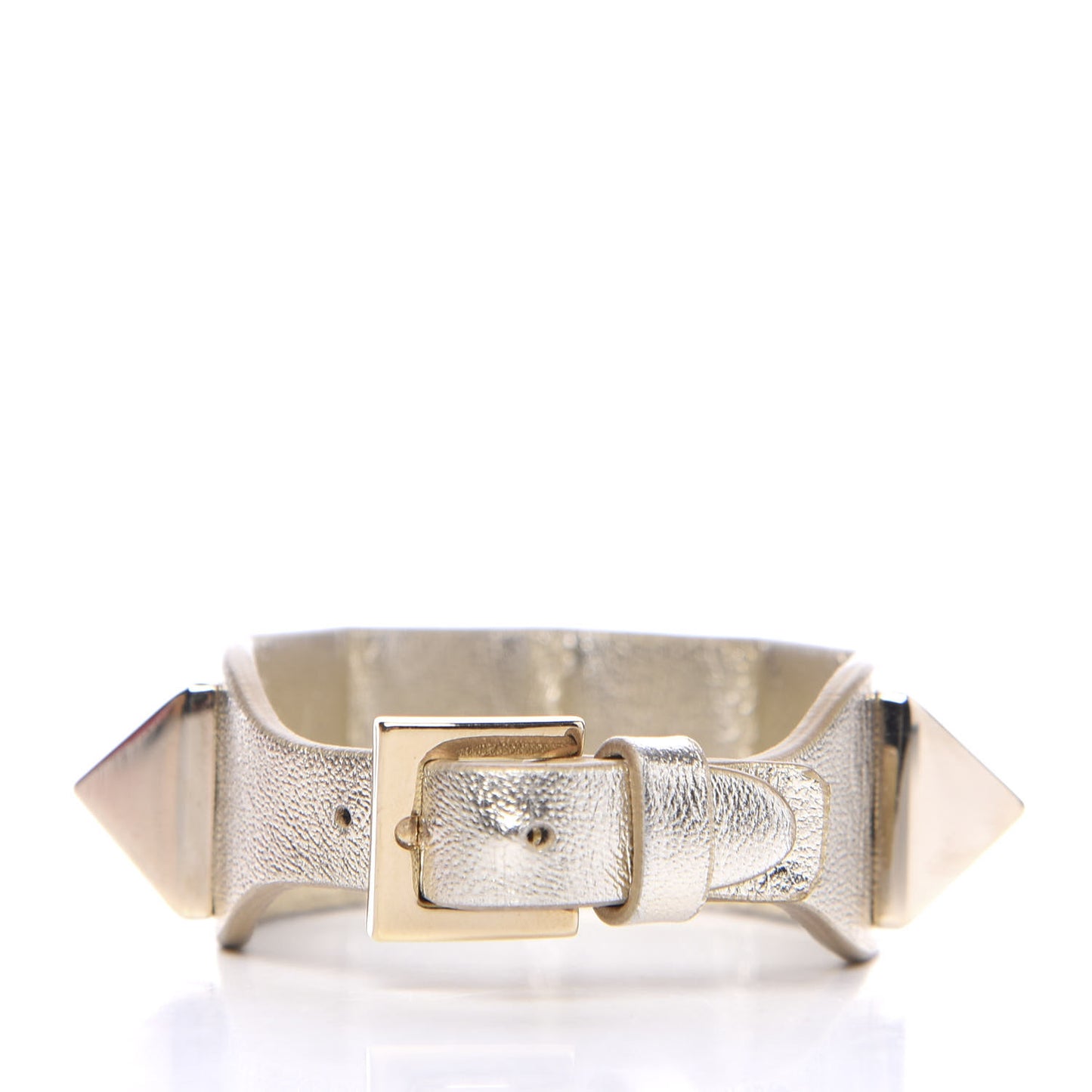 Metallic Vitello Macro Rockstud Bracelet Platino