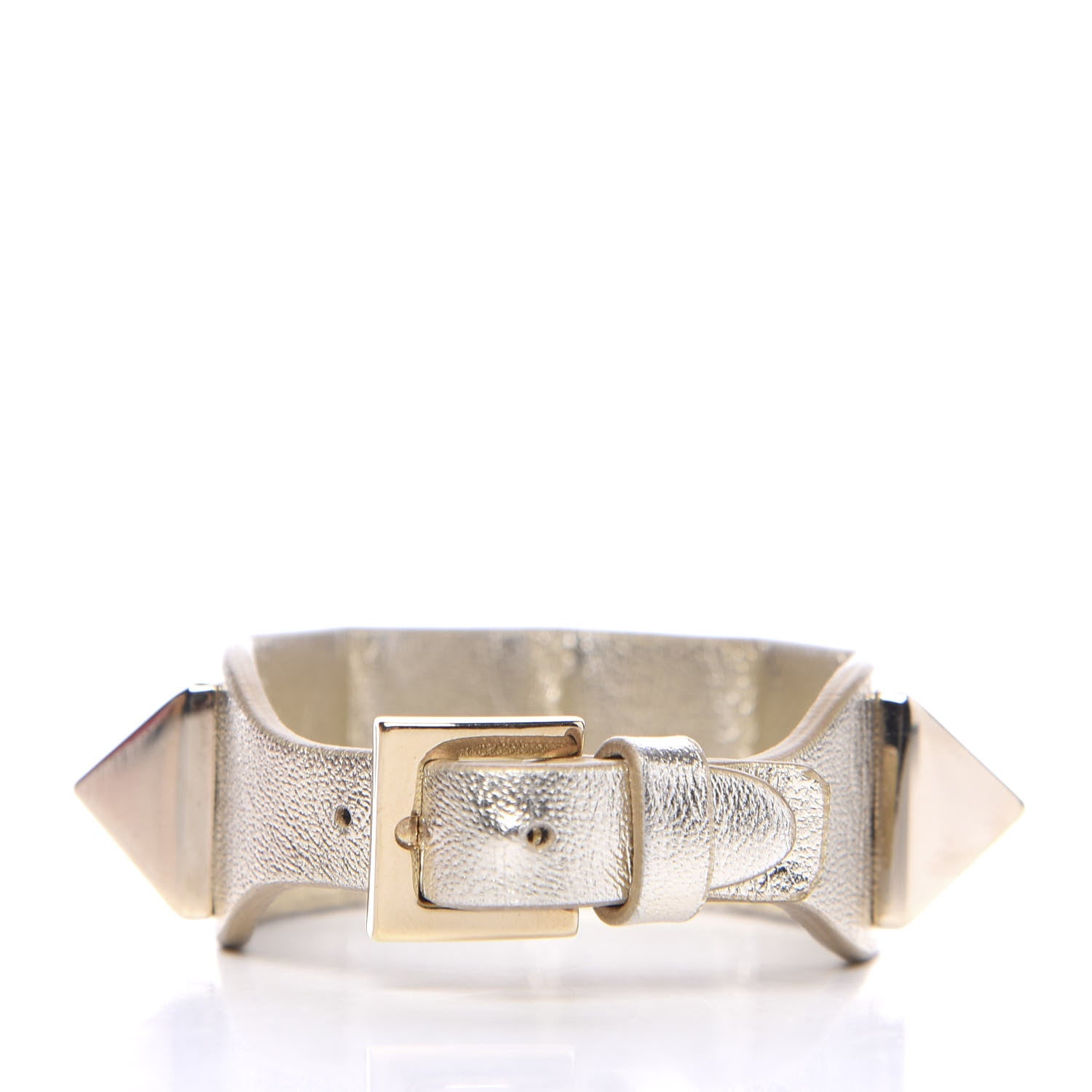 Valentino Garavani Metallic Vitello Macro Rockstud Bracelet Platino 2 of 5