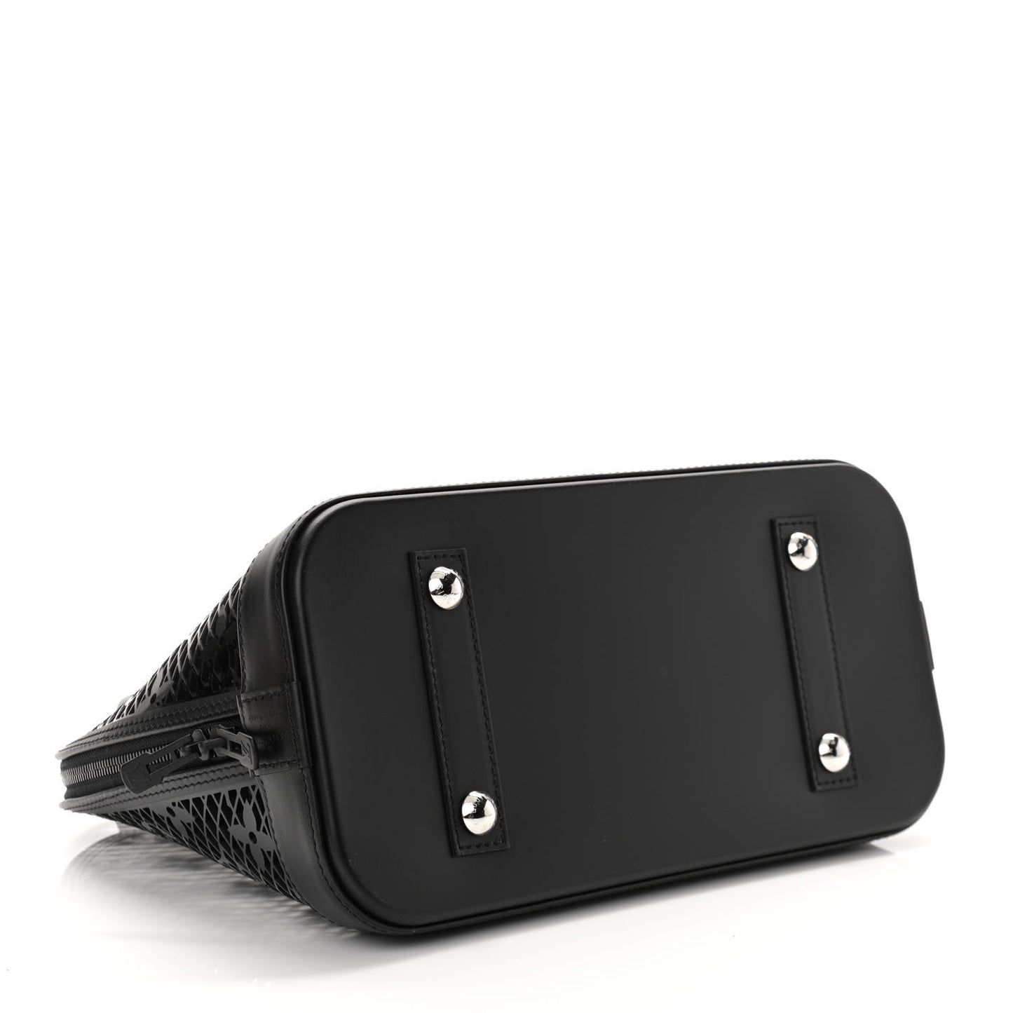 Patent Calfskin Laced Monogram Alma PM Black