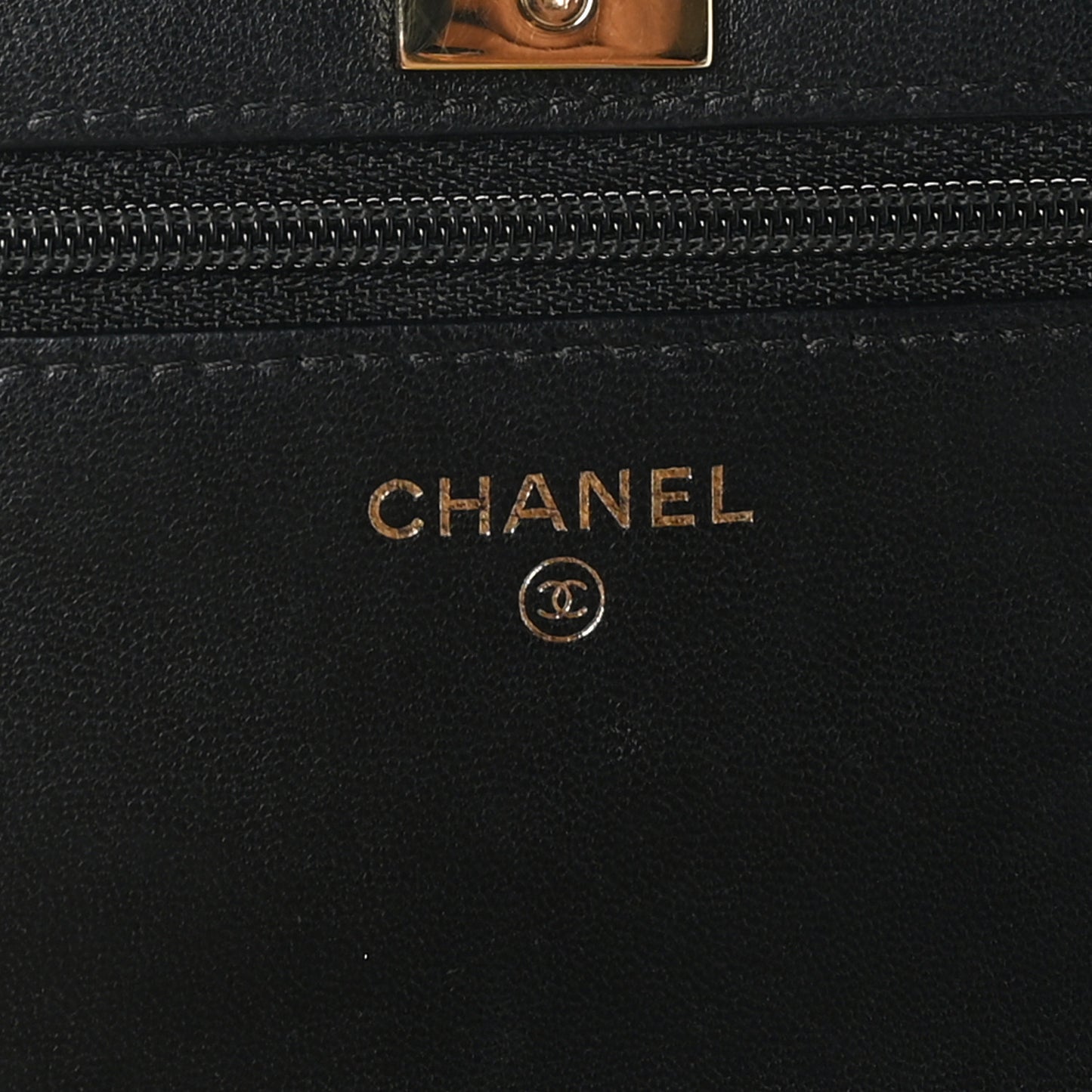Lambskin Quilted Trendy CC Wallet On Chain WOC Black