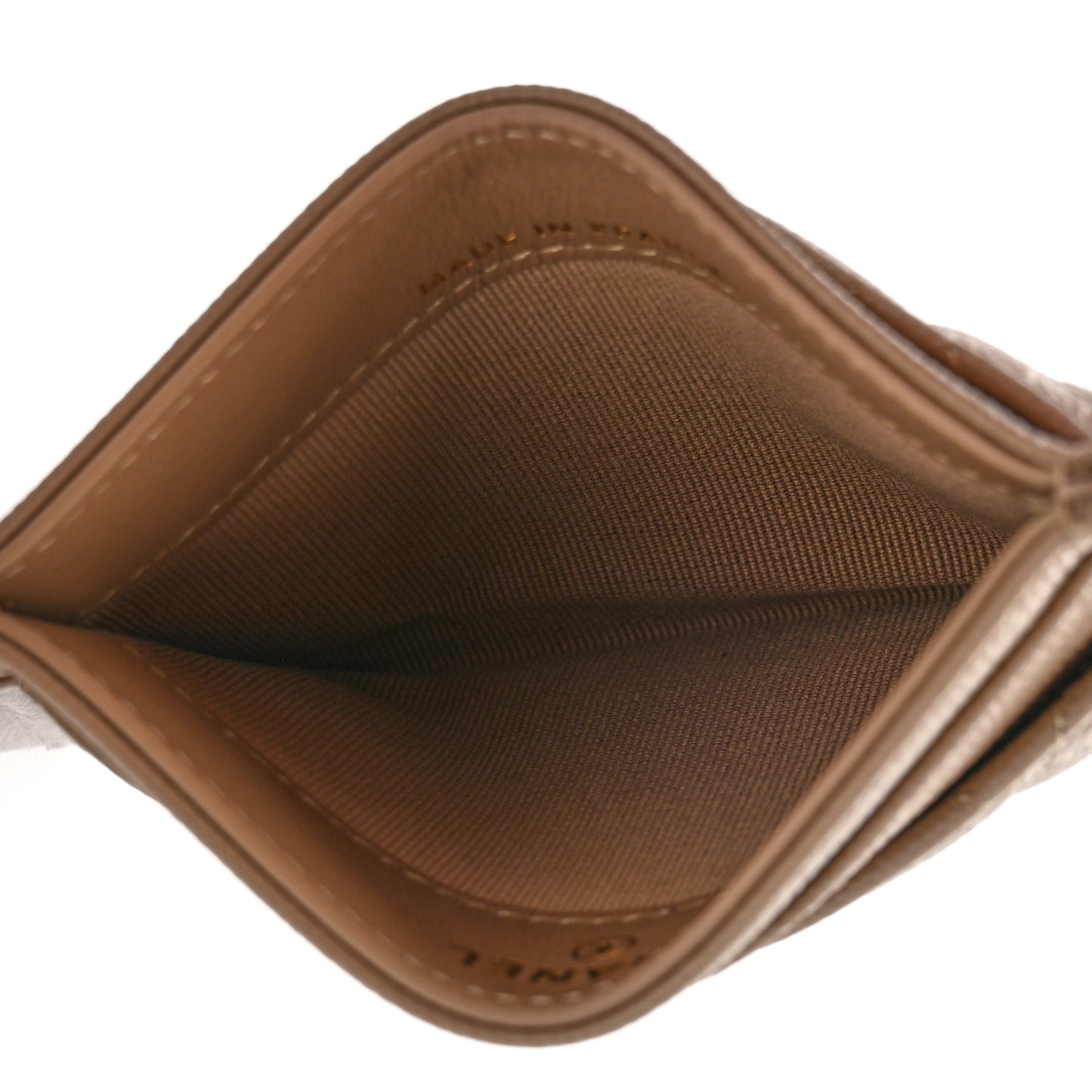 Caviar Quilted Card Holder Dark Beige