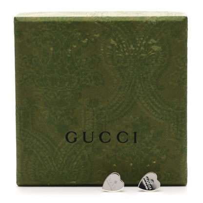 Gucci Sterling Silver Trademark Heart Stud Earrings 5 of 5