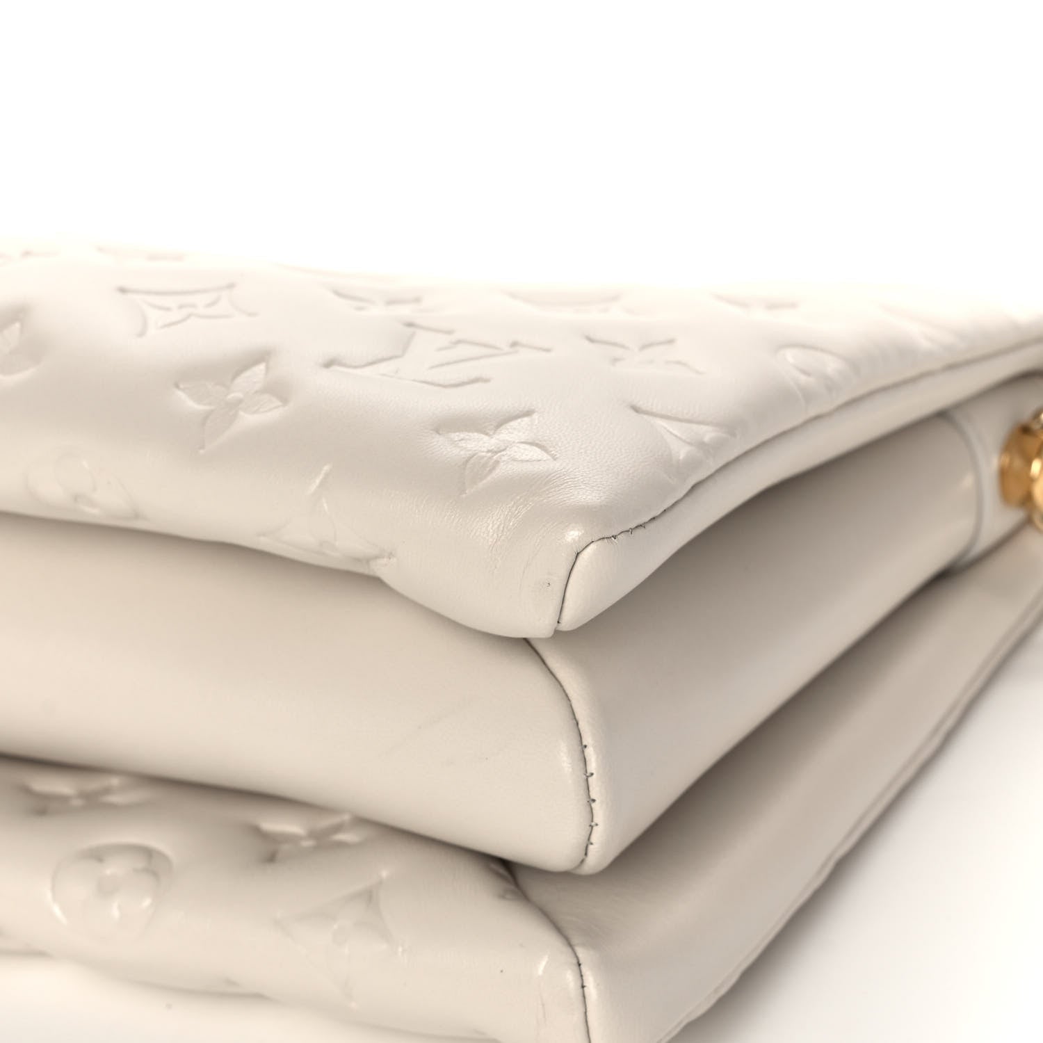 Louis Vuitton Lambskin Embossed Monogram Coussin PM Cream 10 of 13