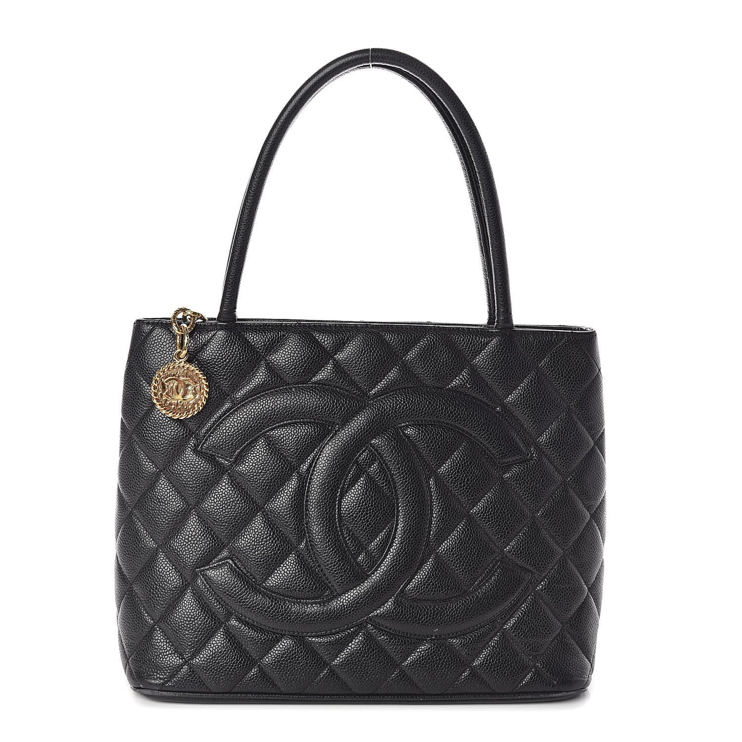 Caviar Quilted Medallion Tote Black