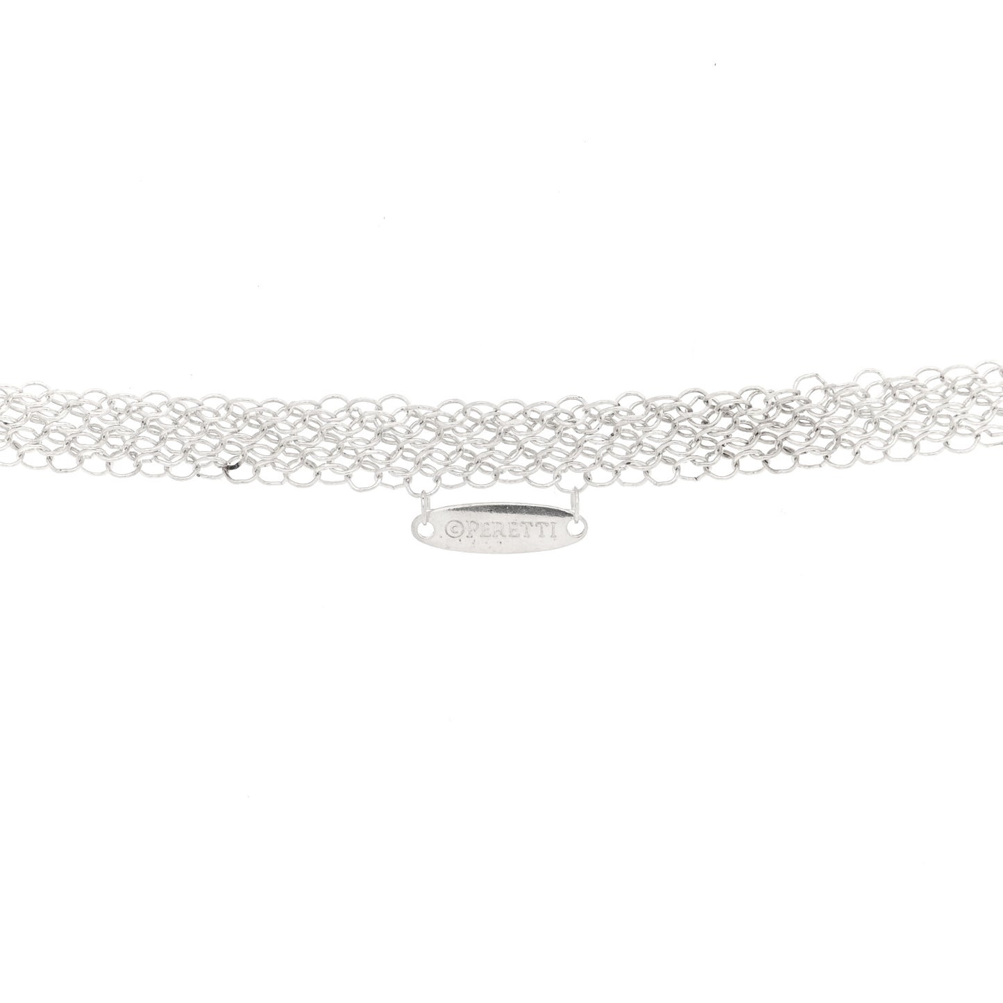 Sterling Silver 35mm Elsa Peretti Open Heart Pendant Mesh Necklace